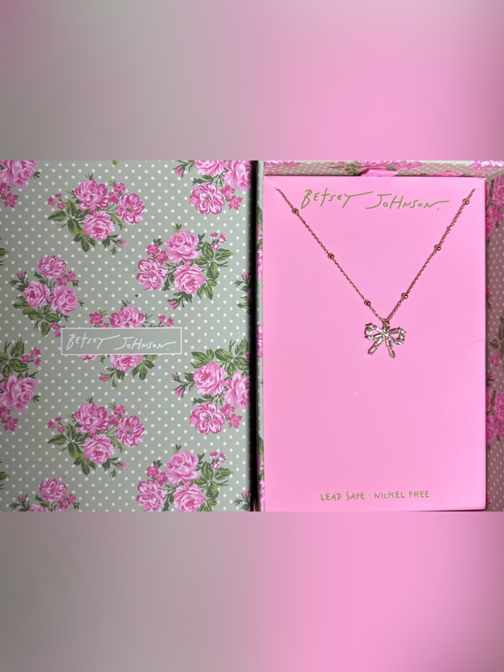 Betsey Johnson Dainty Crystal Baguette Bow Tie Ribbon Necklace.NIB/NWT - Picture 9 of 9